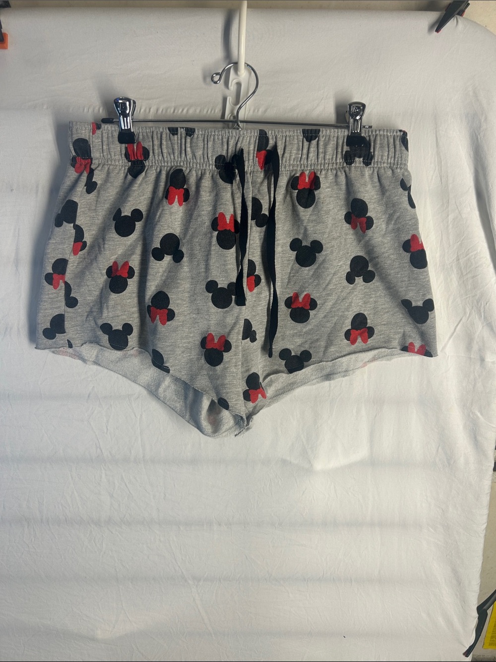 Disney Gray Minnie Mouse Lounge Shorts with Red Bows